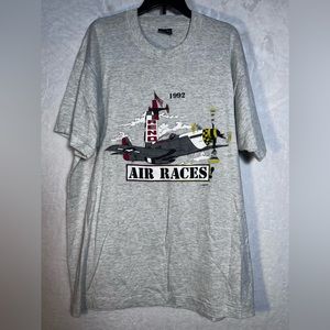 Vintage Screen Star Best men’s grey large single stitch airplane 1992 T-shirt